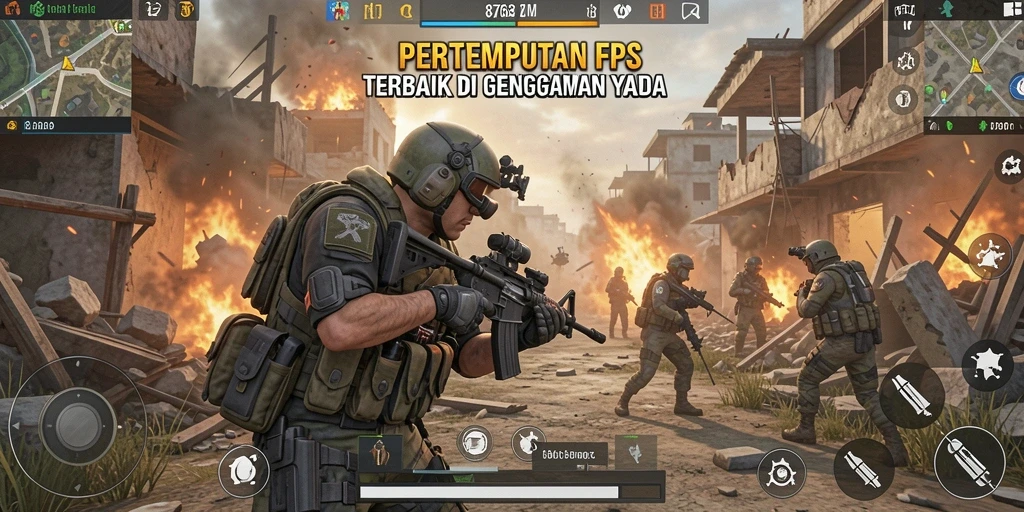 Tampilan gameplay intens dalam pertempuran FPS 8768.