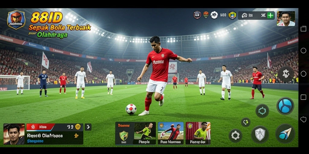 Screenshot gameplay 88ID saat pertandingan sepak bola yang intens.