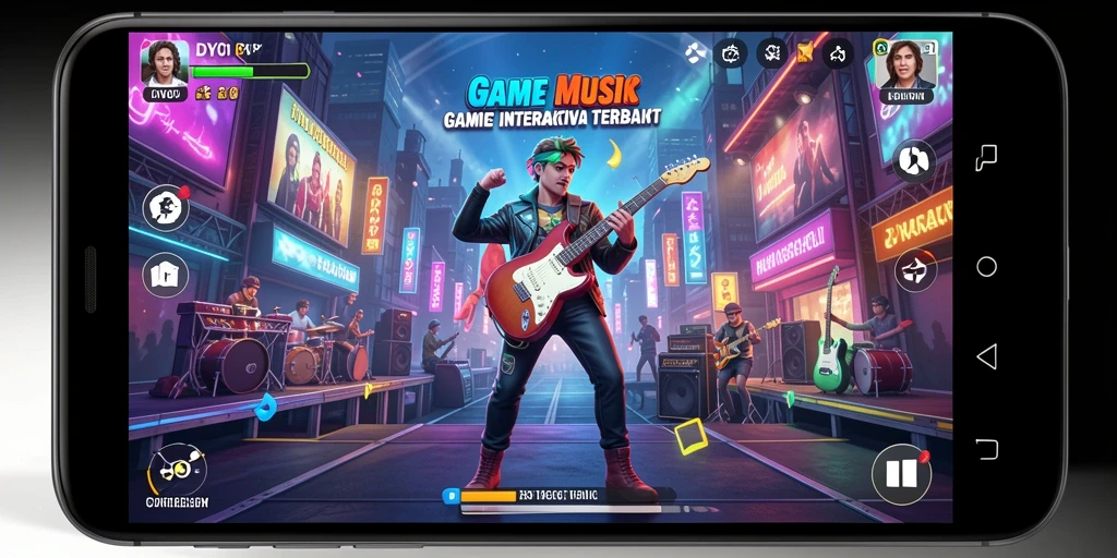 Screenshot gameplay DY01 menunjukkan pengalaman musik interaktif yang mendebarkan.