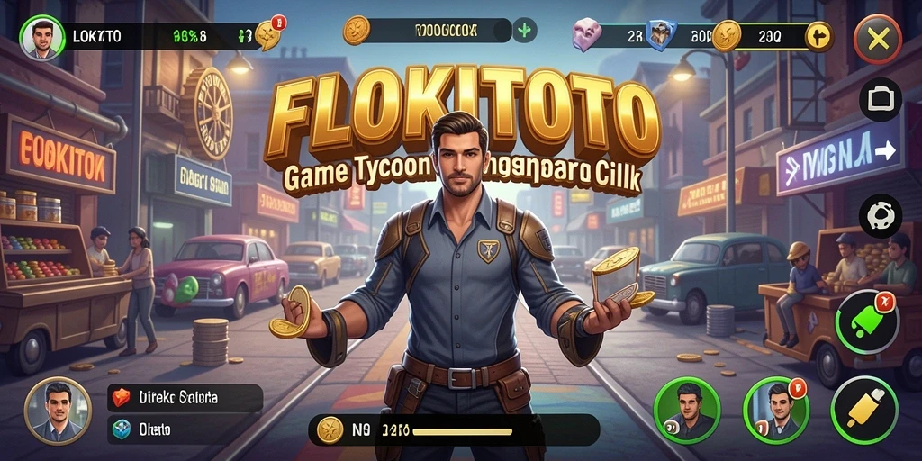 Tangkapan layar gameplay FLOKITOTO yang menarik dan penuh strategi bisnis.