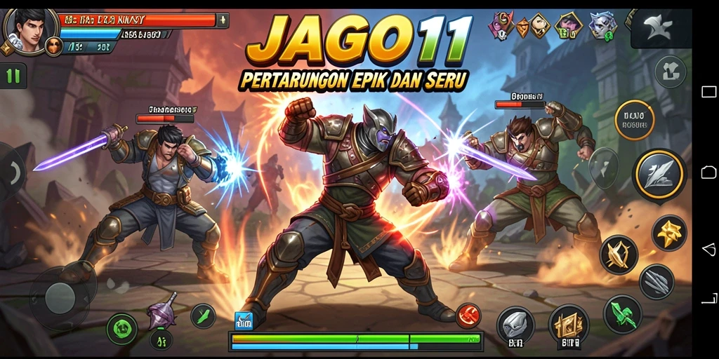 Tangkapan layar utama JAGO11 menampilkan aksi pertarungan yang mendebarkan.