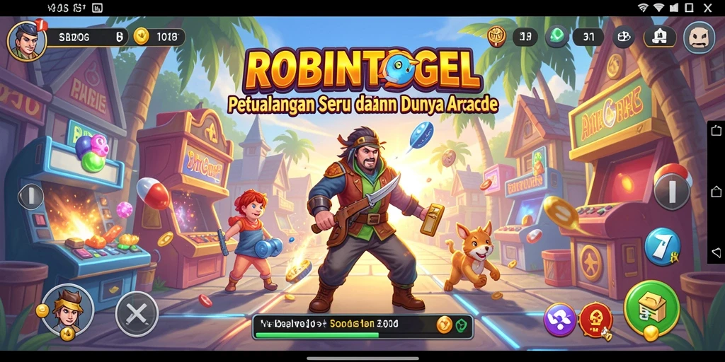 Tampilan gameplay ROBINTOGEL yang menegangkan dan penuh warna.